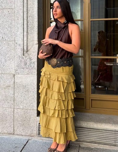 Zara woman midi skirt with - skirt,