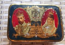 Retro/Antique 1911 Coronation Tin Litho Box King George V Queen Mary Royal Visit