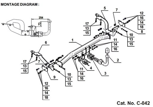 Detachable tow bar - bar, for
