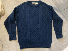 Aran Crafts Ireland wool cable knit crew neck sweater, size L, exc cond