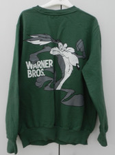 WARNER BROS Green Sweatshirt With WILE E COYOTE Design To Back - Size L Large