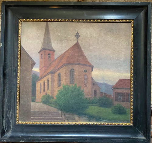 Oil painting indistinct sign - oil,
