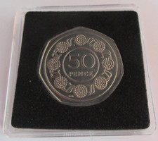 1988 QEII CANDY TUFT MINT MARK AA EF-UNC GIBRALTAR FIFTY PENCE COIN BOX & COA