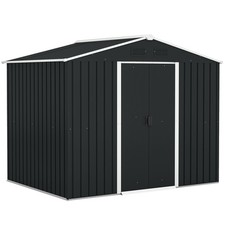 Outsunny 8 x 6ft Garden Storage Shed with Double Sliding Door Outdoor Grey