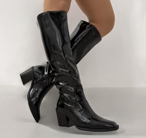 Women black faux patent - faux,