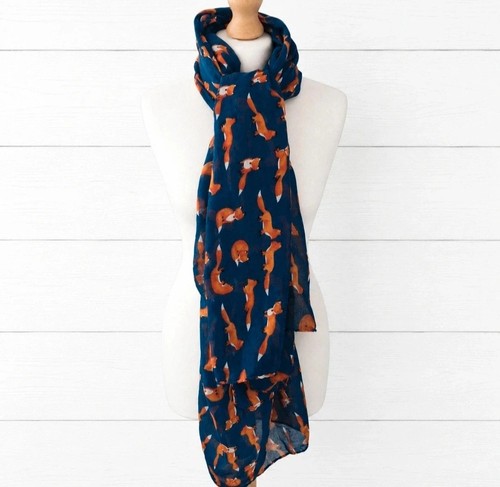 Womens fox print scarf - scarf, shawl