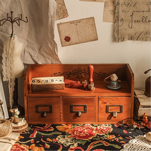 Vintage small wood storage box - vintage,