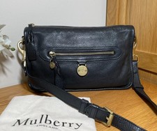 Mulberry Somerset Satchel Black Pebbled Leather Shoulder Cross Body Bag 