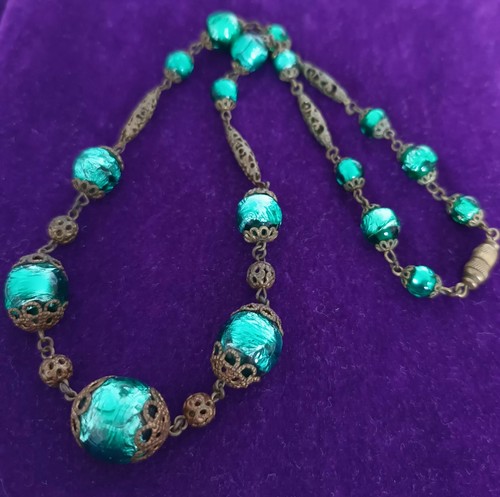 Vintage necklace ornate czech - necklace,