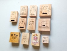Bundle Wooden Rubber Craft Stamps  Card Making Crafting