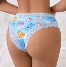 Girly Blue Retro Kink Soft Stretch Care Bear CD TV Brief Panties XL 16
