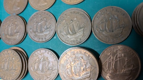 Half penny coin - penny, coin-