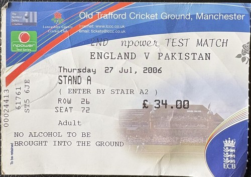 Ticket stub england v - ticket, stub,