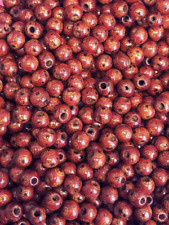 Red patterned Wooden Beads,  Jewellery Craft, 10mm,  Pk of 100  W30