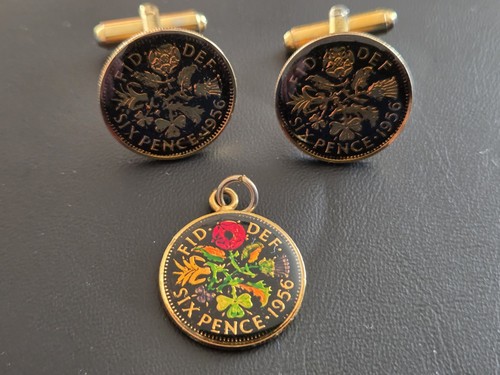 1956 enamelled sixpence - 1956,