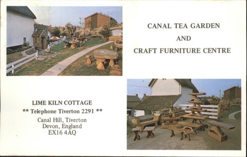 Vintage postcard canal tea - canal,