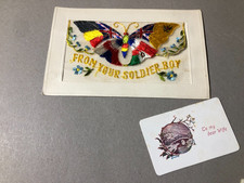 Vintage Great War WW1 silk postcard FROM YOUR SOLDIER BOY to Morley nr Leeds