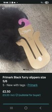 Primark Black Furry Slippers