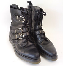 GEORGE COX Made in England Black Leather Buckle Detail Flat Ankle Boots Size 6