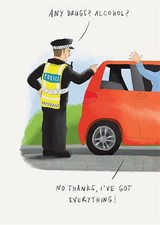 Happy Birthday Card Police Any Drugs? Alcohol? Funny Humour Joke Open Female