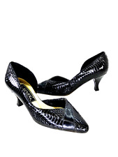 Heels D'Orsay Vintage 1980s Black Real Leather Snakeskin Shoes UK 5.5 J Renee