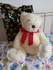 A Beautiful White Harrods Baby Bear with a Childs Shopping Bag ( New )