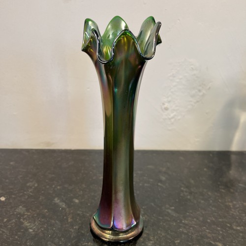 Carnival glass swung vase - carnival,