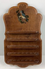 Vtg Wooden 35-Slot Thimble Display Stand Wall Mounted Rack