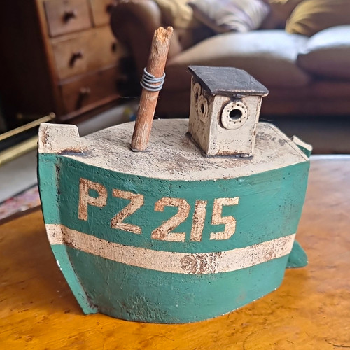 Vintage handmade pottery boat - vintage,