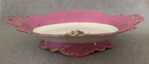 Antique pink porcelain oval - porcelain,