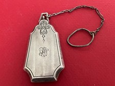 Antique Art Deco Sterling Silver Compact Chatelaine Case Coin Purse on Chain