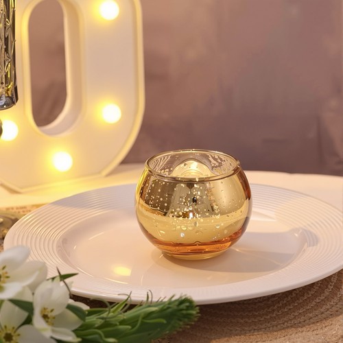 6pcs speckled glass tealight - speckled,
