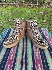 Karma Of Charme Ymiz Leopard Print Cognac Leather Short Sheepskin Boots Big EU39