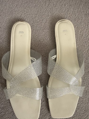 Zara silver rhinestone flat