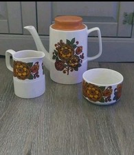 Vintage 1970s Vintage Hostess Tableware Coffee Pot, Milk Jug & Sugar Bowl