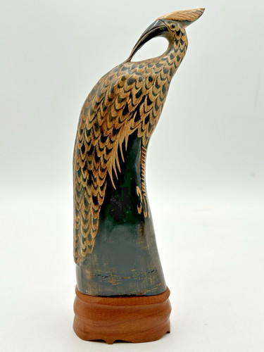 Vintage carved buffalo horn - vintage,