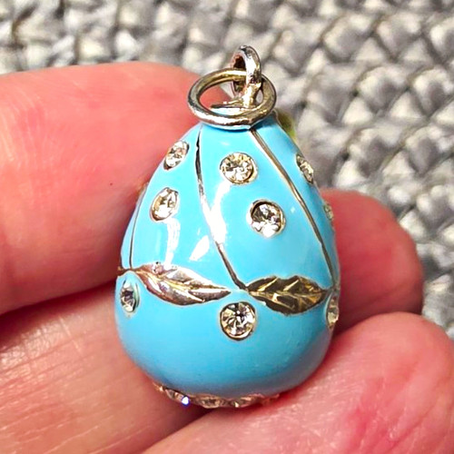 Blue enamelled egg charm - blue,