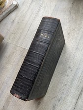 1800’s Y Bibl Antique Black Leather Hard Back Welsh Holy Bible