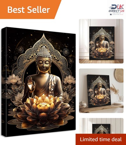 Framed bronze buddha and lotus - bronze,