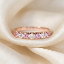 Pink Sapphire &Moissanite Half