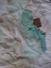 Large Bundle Victorian Art Deco Green Table Linen Place Cloths Napkins Etc
