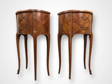 Vintage French Half Moon Bedside Cabinets Louis XVI Style