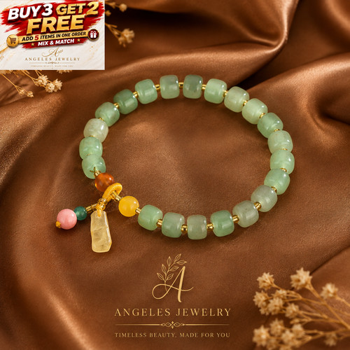 Green jade citrine square - green,