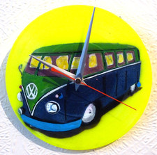 VW record wall clock ...classic campervan..motor home...hand painted.. Caravan 