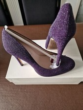 LK Bennett Harley Dark Violet/Purple Sugar Crystal Suede Shoes Size EU38.5 UK5.5