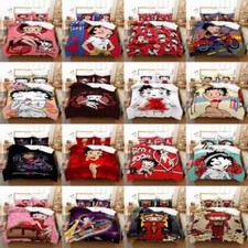 3Pcs Betty Boop Bedding Set Quilt Duvet Cover Pillowcase Single  King Size