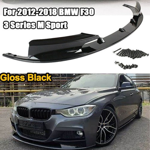 Gloss black front bumper lip - black,
