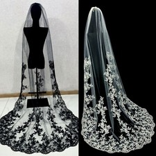 Black White Wedding Veil Lace