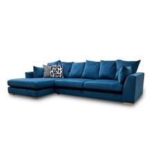 DFS ‘Plush’ Teal Sensual Velvet Left Hand Facing Open End Chaise Sofa