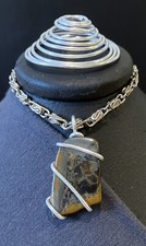 Striking Iron Tigers Eye Pendant Wire Wrapped Handmade Approx 1.5” Gift